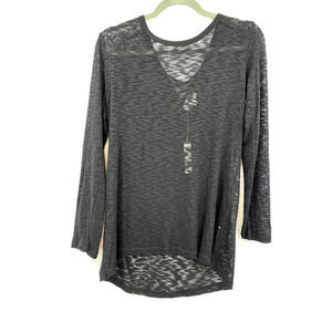 Thyme‎ & Honey Burnout Lightweight High Low Lace Back Knit Top NWT Size Medium